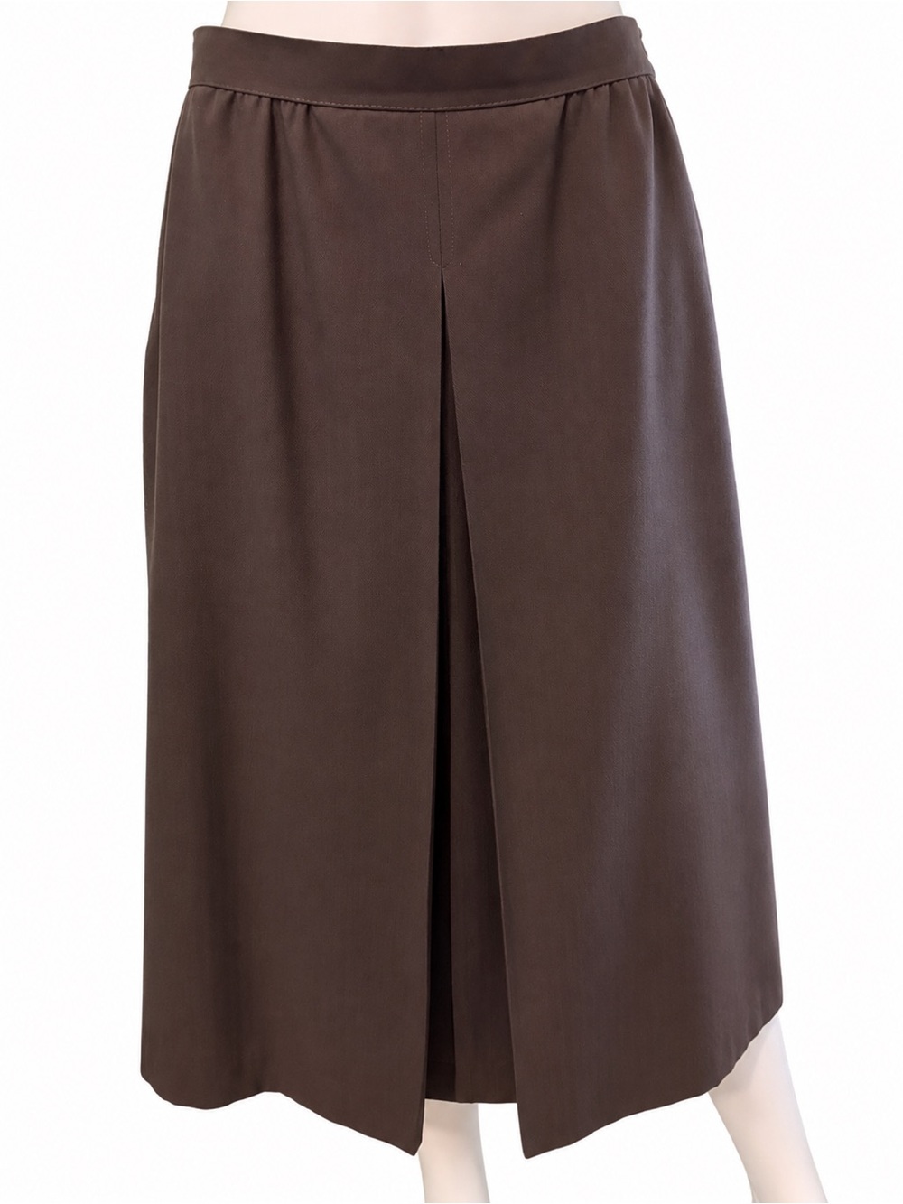 Vintage Partner by Par Pant-Man Brown Pleated Midi Skirt Size 14